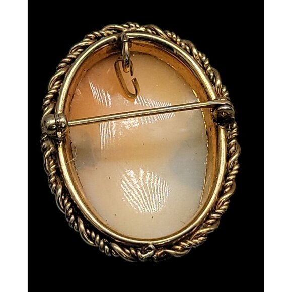 Rolyn 12kgf Carved Shell Cameo Brooch Pendant Signed R INC Vintage Estate - Picture 7 of 16